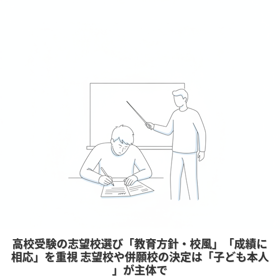 高校受験の志望校選び「教育方針・校風」「成績に相応」を重視 志望校や併願校の決定は「子ども本人」が主体で