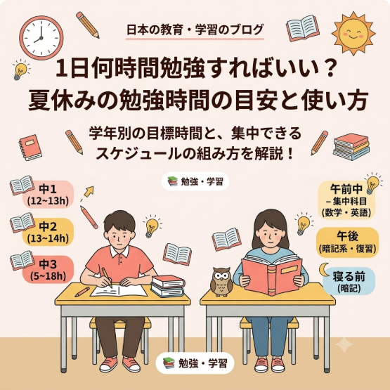 1日何時間勉強すればいい？夏休みの勉強時間の目安と使い方