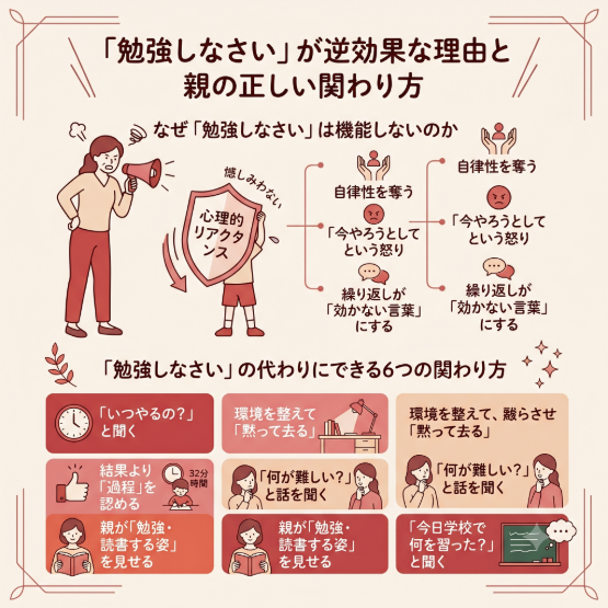 「勉強しなさい」が 逆効果な理由と 親の正しい関わり方