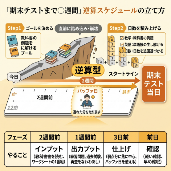 「期末テストまで◯週間」 逆算スケジュールの立て方